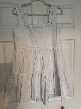 Forever 21 White Tiered Sundress with Lattice Straps
